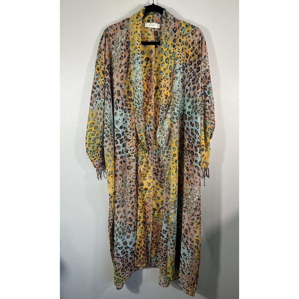 A Beautiful Soul Duster Kimono Womens XL Leopard Print Lightweight Boho Indie